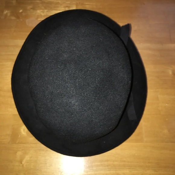 Vintage Miss Bierner Hat Black Wool Felt Bow Deep Curl Brim Med Michael Howard - Picture 6 of 12